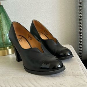 John Fluevog Attic Iris Patent Toed Pumps
